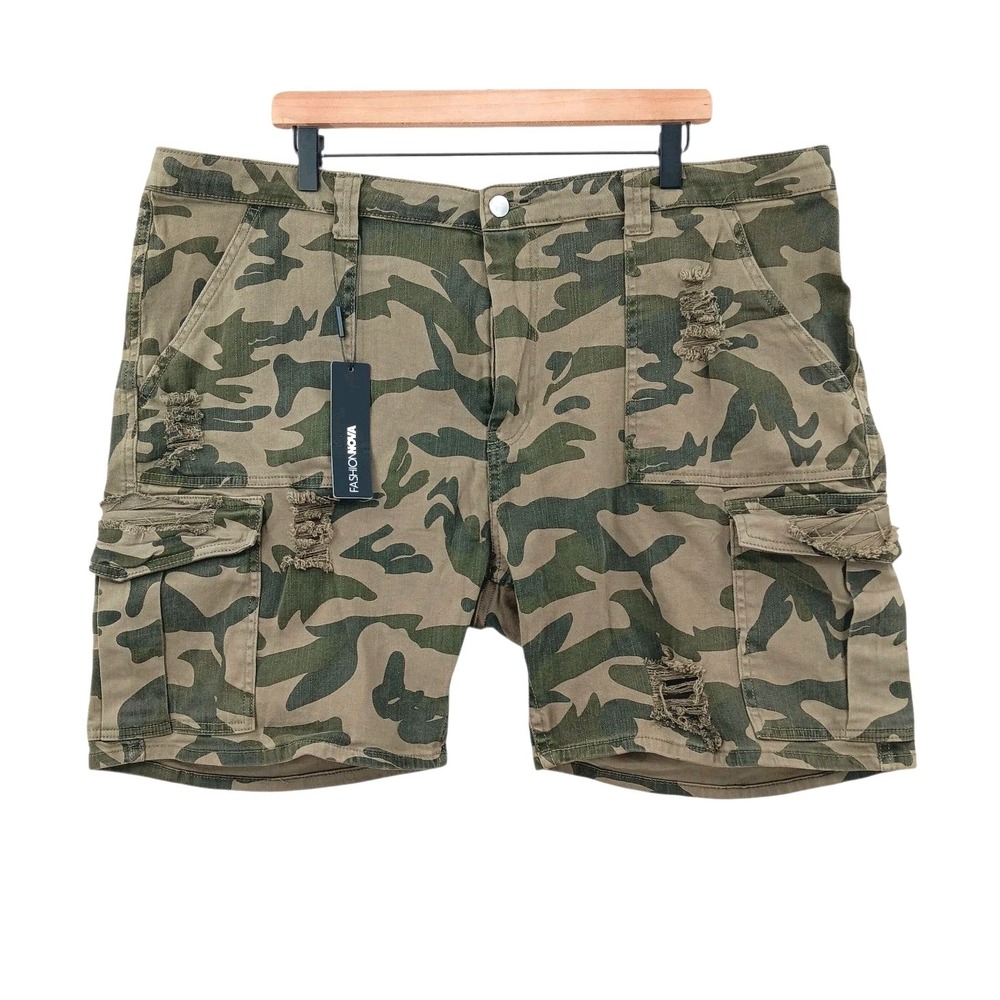 NEW Fashion Nova Shorts Womens 3X Inside Scoop Camo Cargo Cotton Stretch City 42